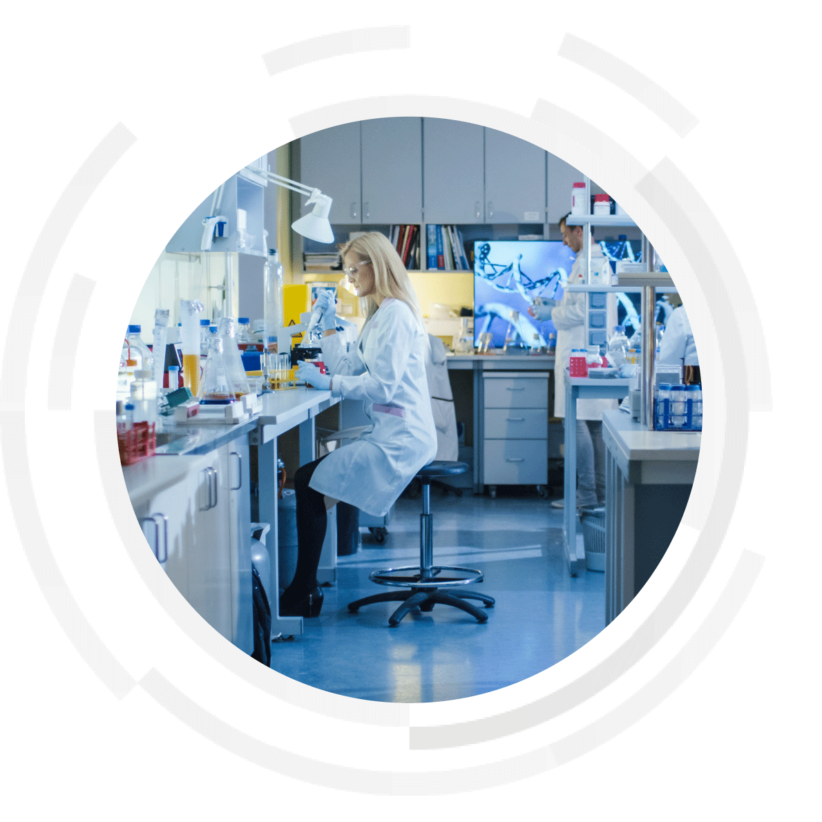 Female technician working in a laboratory.
