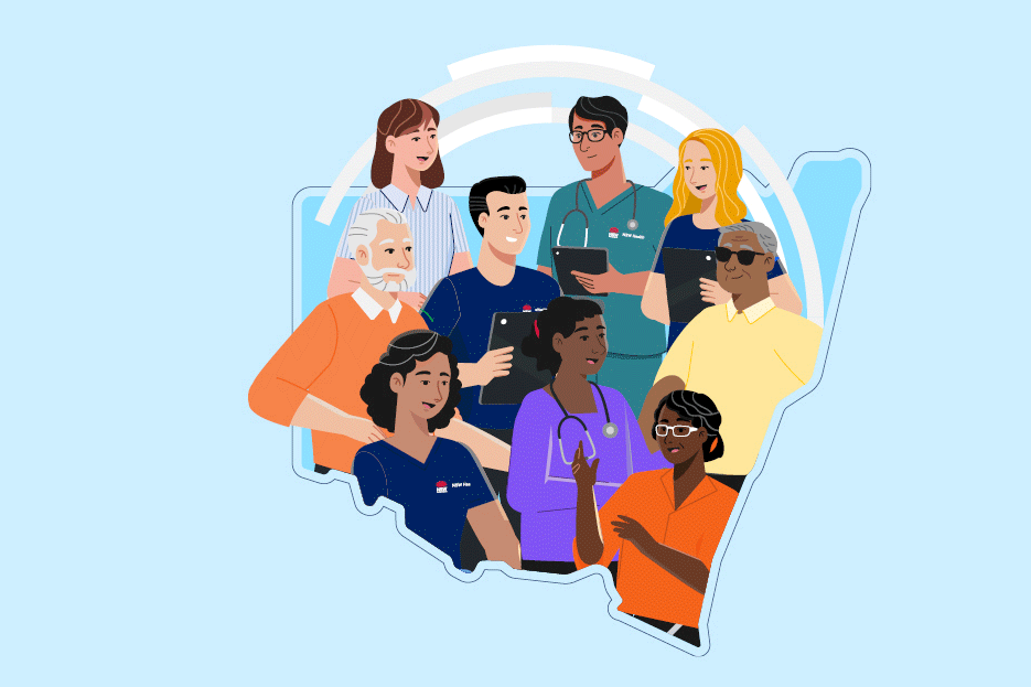 Illustration of health staff and clinicians