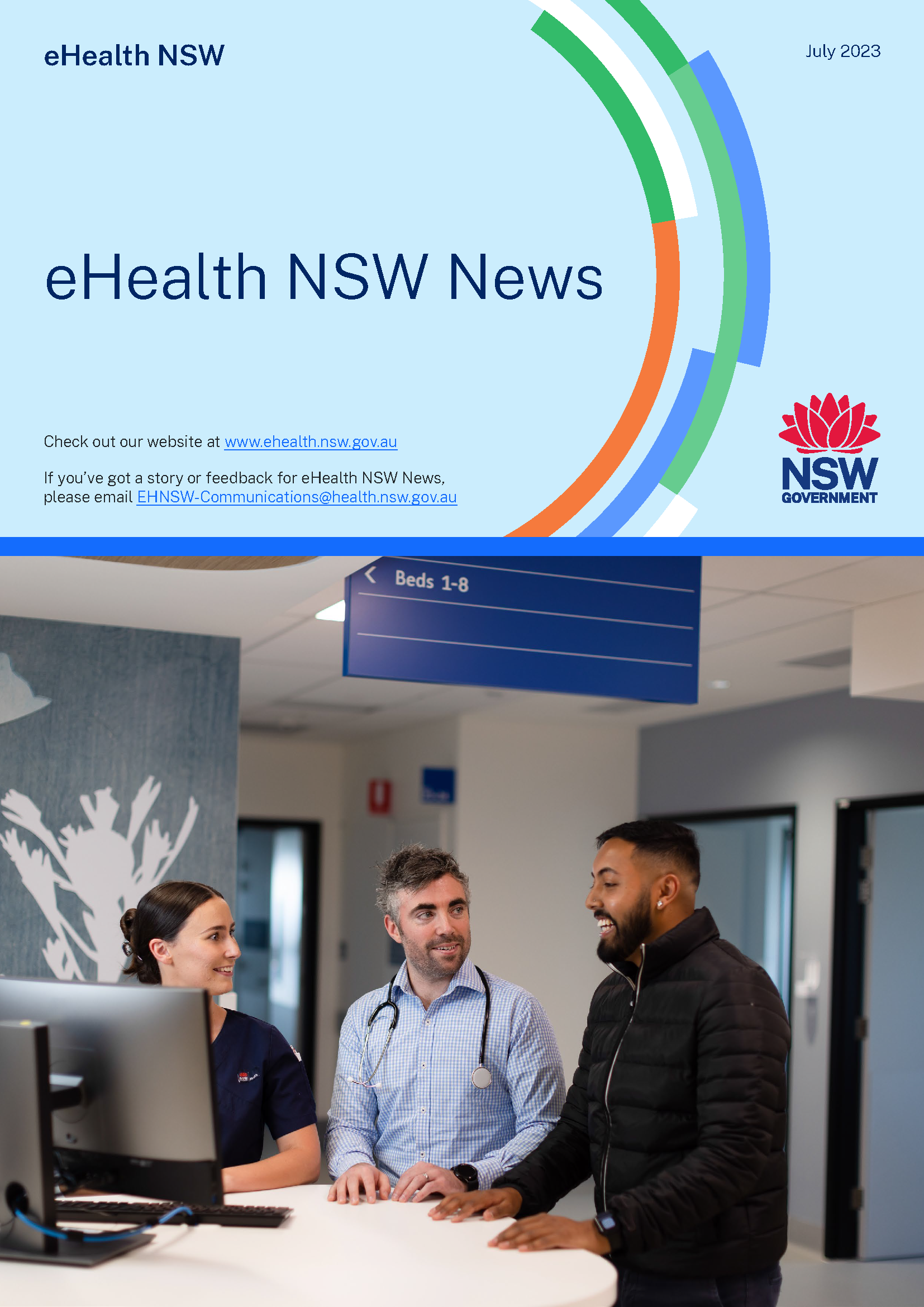 Front cover of the eHealth NSW July 2023 newsletter