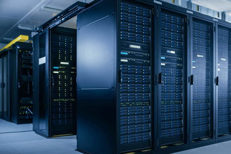 Cloud server room in data centre.