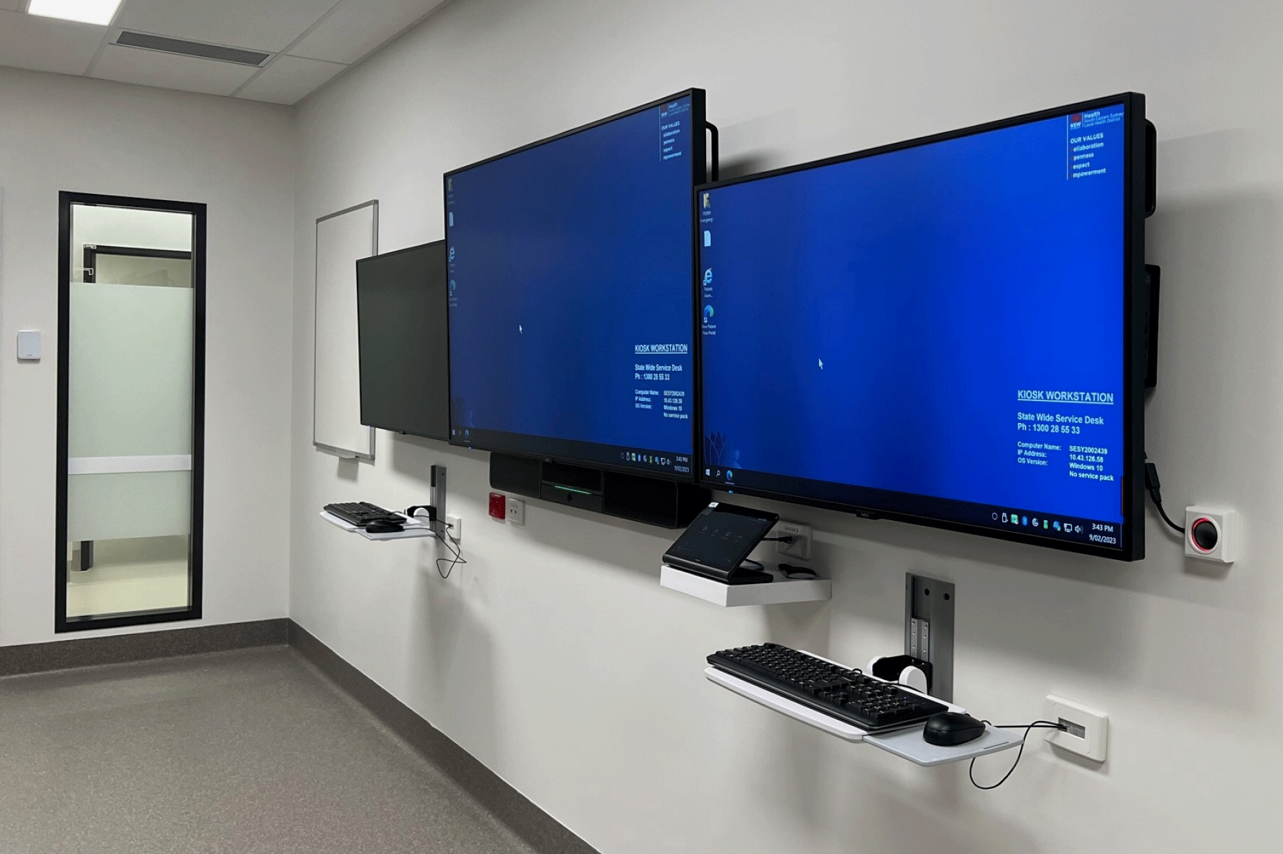 Two large tv monitors displaying new virtual technology